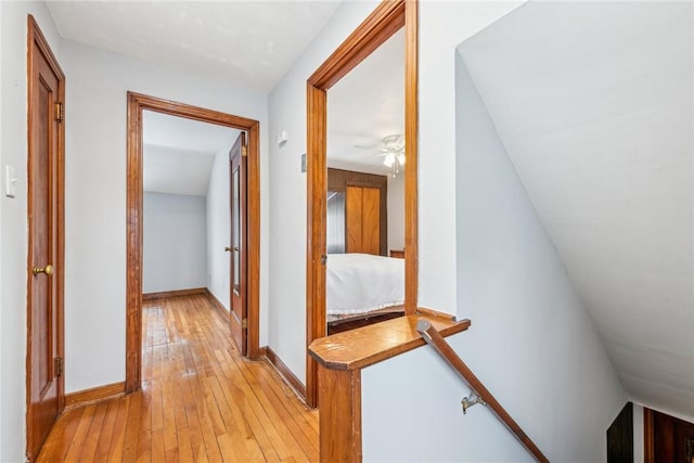 hallway with light wood-type flooring