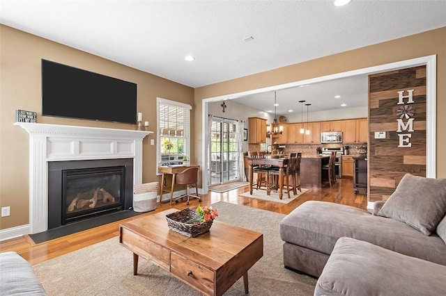 living room with light wood-type flooring