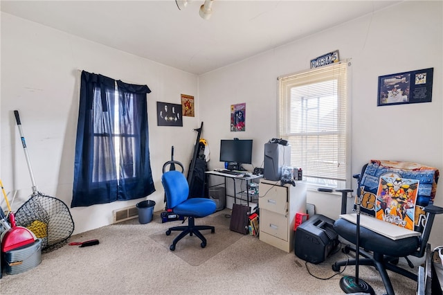 home office featuring carpet floors