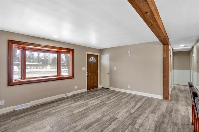 entrance foyer with light hardwood / wood-style floors