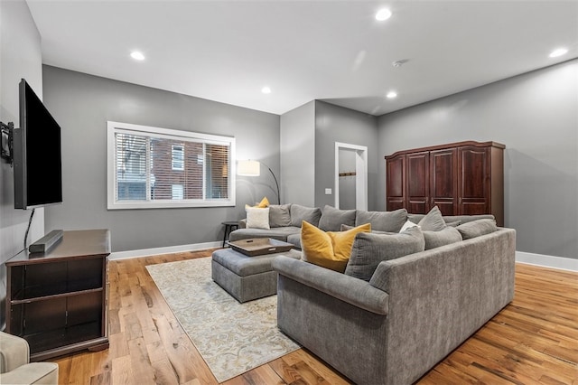 living room featuring light hardwood / wood-style floors