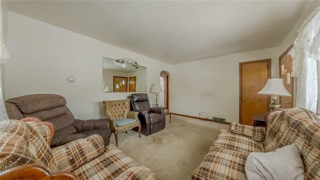 living room with carpet floors