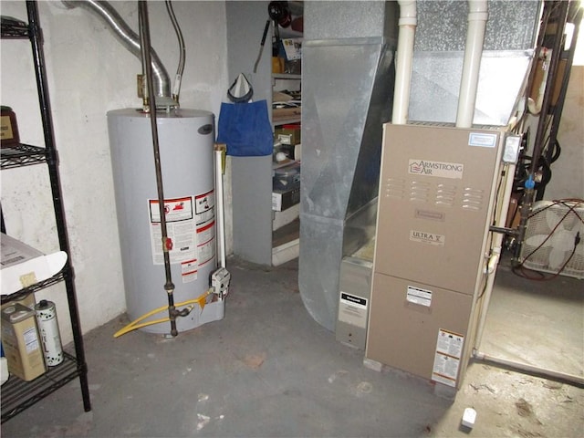 utilities featuring gas water heater and heating unit