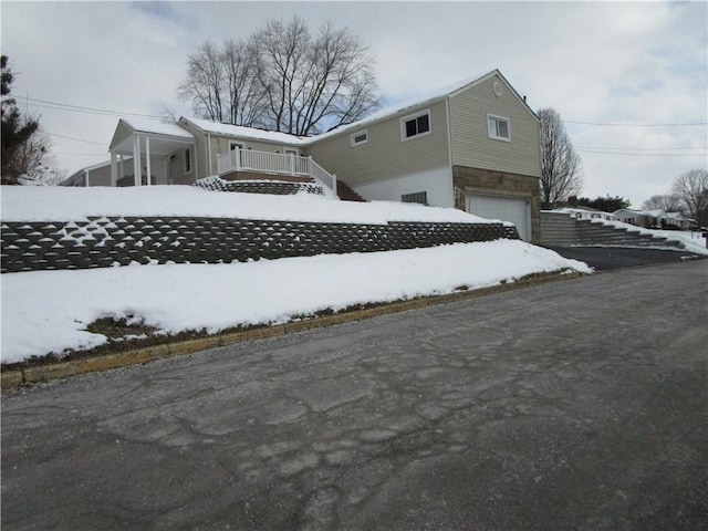 exterior space featuring a garage