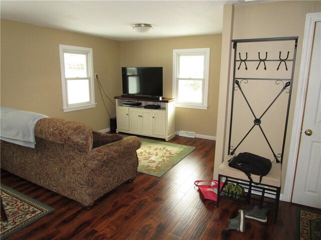 living room with hardwood / wood-style flooring