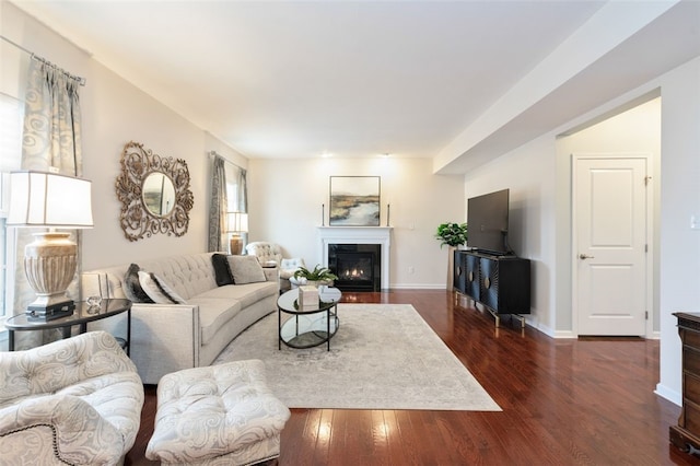 living room featuring dark hardwood / wood-style flooring