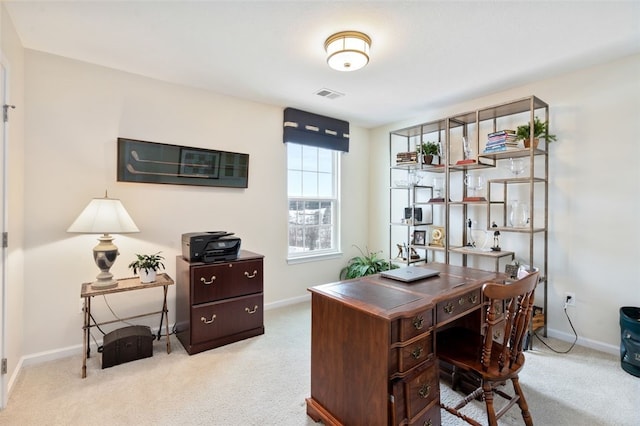 office with light colored carpet