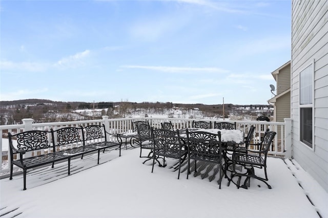 view of snow covered patio