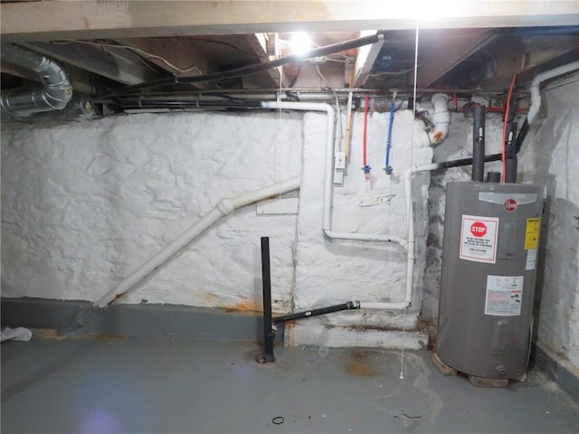 basement featuring water heater