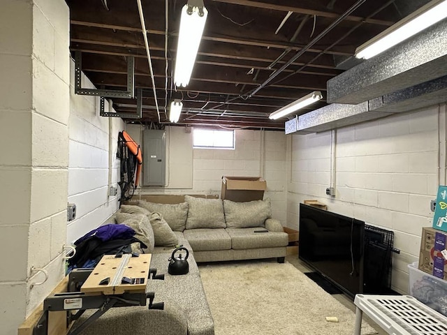 basement with electric panel