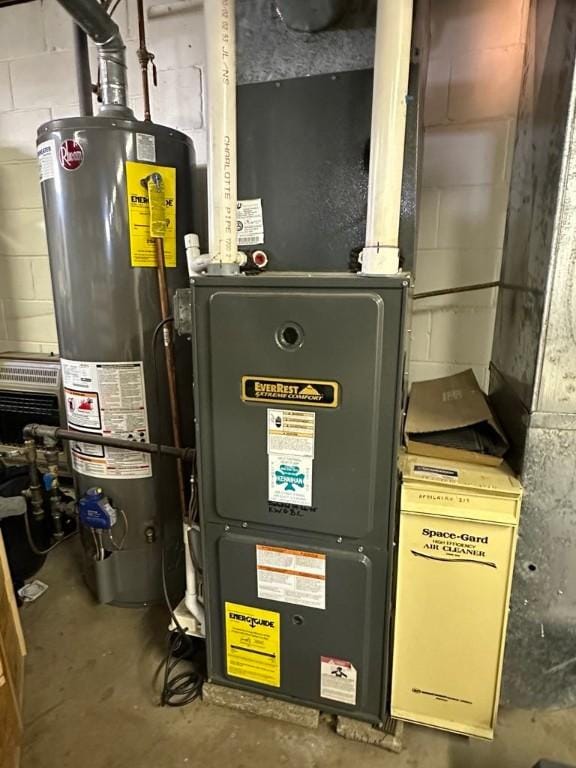 utilities featuring heating unit and water heater