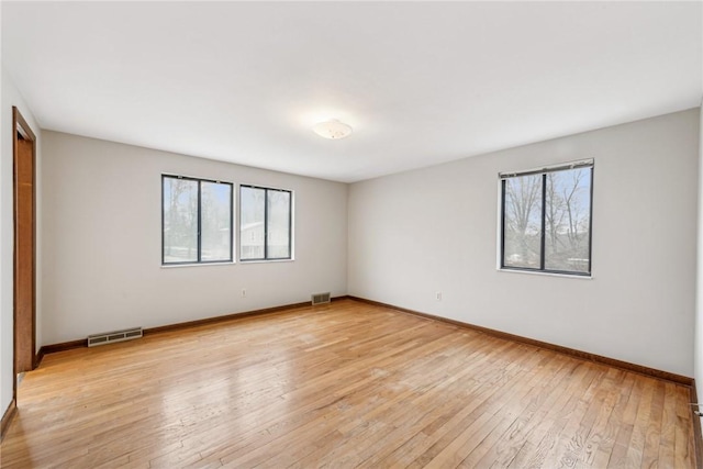 empty room featuring light hardwood / wood-style flooring and a wealth of natural light