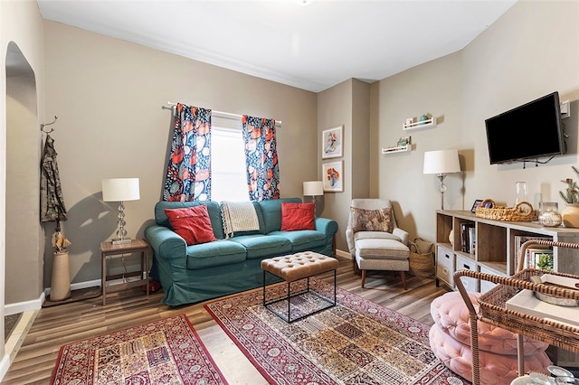 living room featuring hardwood / wood-style flooring