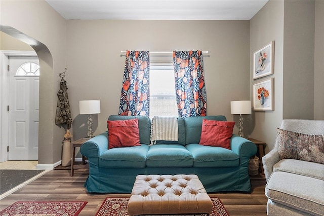 living room featuring hardwood / wood-style floors and plenty of natural light