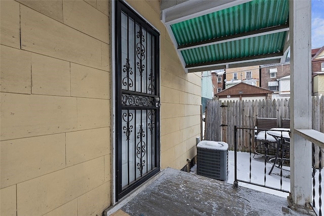 entrance to property featuring central AC unit