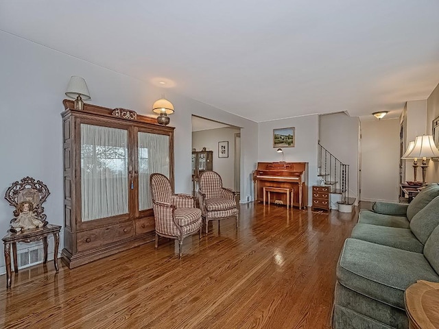 living room with wood-type flooring