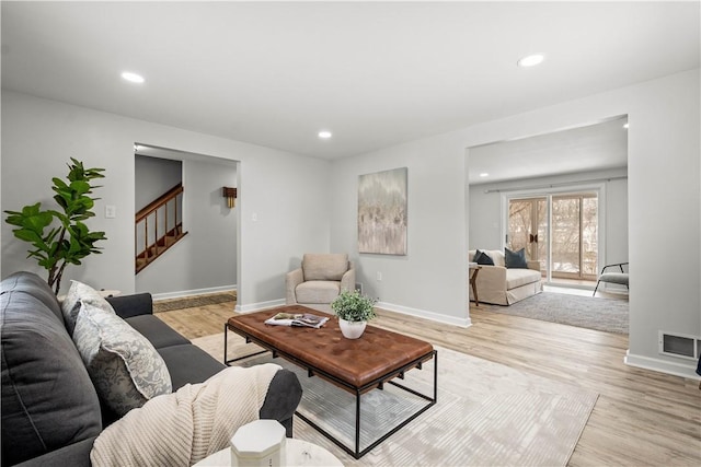 living room featuring light hardwood / wood-style floors