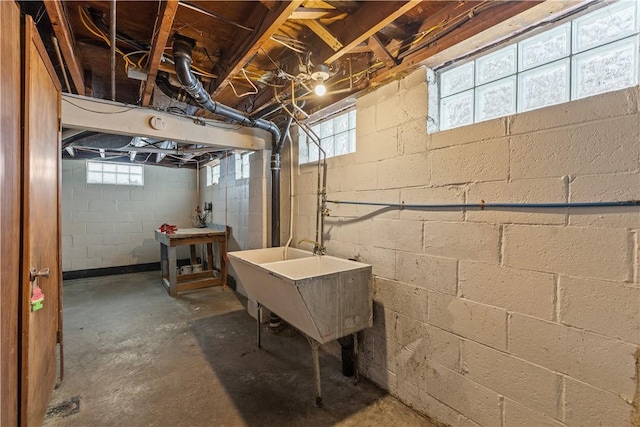 basement with sink