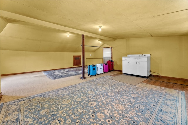 basement with carpet