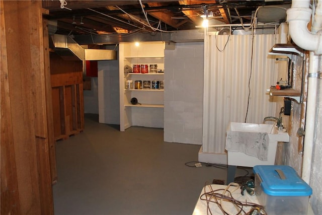 basement with sink