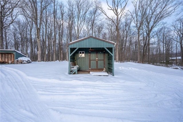 view of snow covered structure