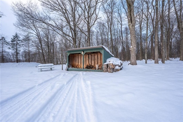 view of snow covered structure