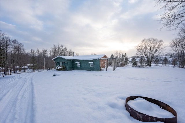 view of yard covered in snow