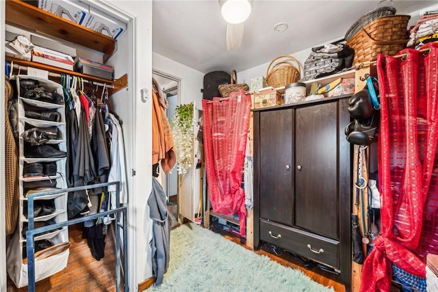 spacious closet featuring ceiling fan