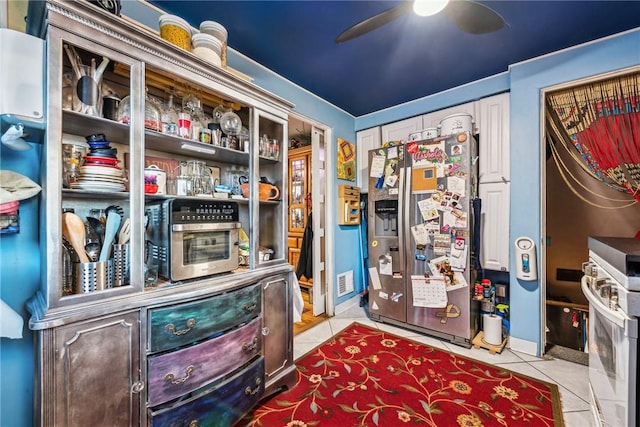 storage room featuring ceiling fan