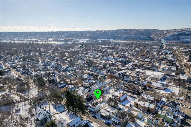 drone / aerial view with a mountain view