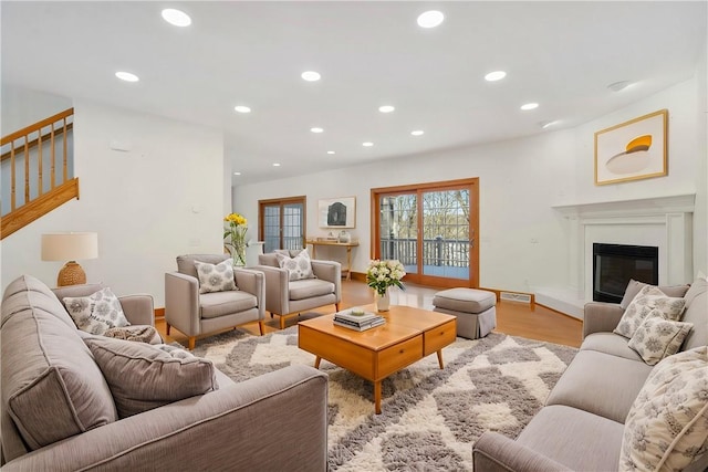 living room featuring light hardwood / wood-style floors