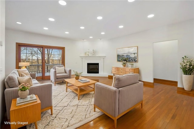 living room with light wood-type flooring