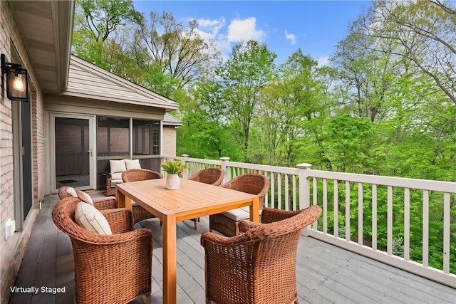 145 Cedar Rdg, Center Twp But, PA 16001 - deck featuring outdoor dining space and a sunroom