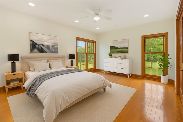 145 Cedar Rdg, Center Twp, PA 16001 - bedroom featuring light wood-type flooring, recessed lighting, and a ceiling fan