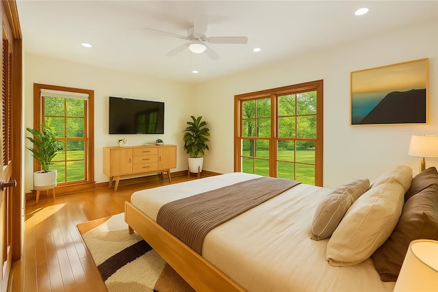 145 Cedar Rdg, Center Twp, PA 16001 - bedroom with multiple windows, recessed lighting, wood finished floors, and ceiling fan