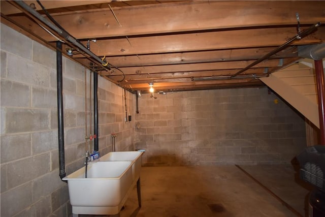 basement with sink