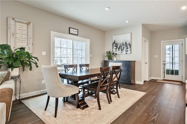 dining area featuring dark hardwood / wood-style flooring