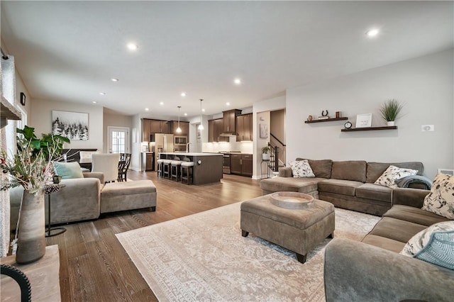 living room featuring light hardwood / wood-style flooring