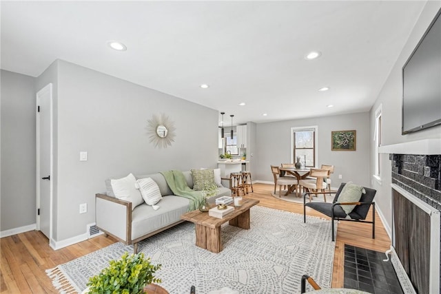 living room featuring wood-type flooring