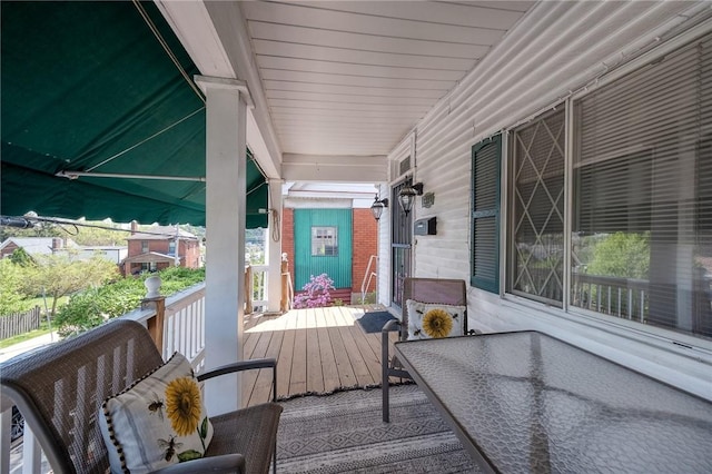 deck featuring covered porch