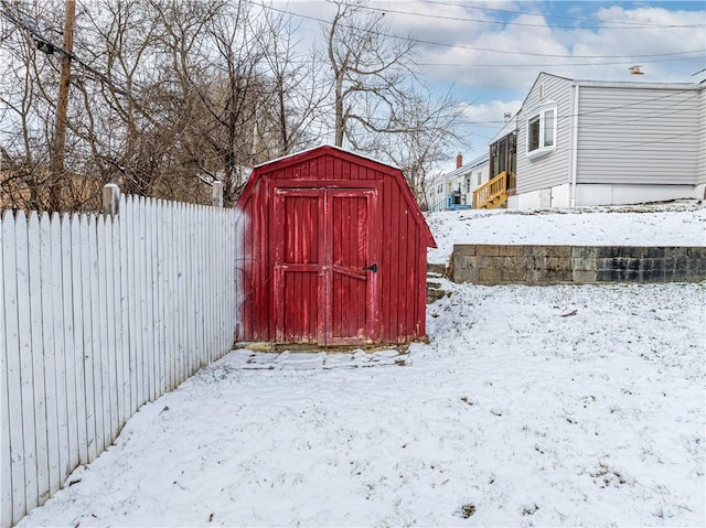 view of snow covered structure