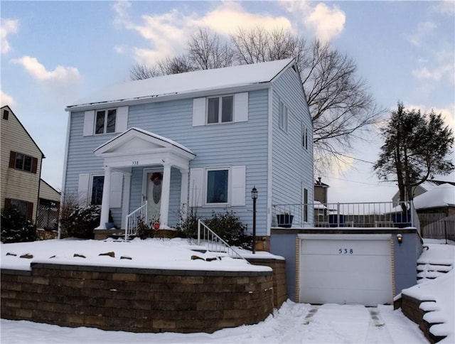 view of front of house with a garage