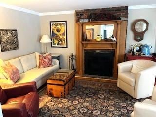 living room featuring ornamental molding