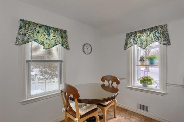 dining space featuring a wealth of natural light