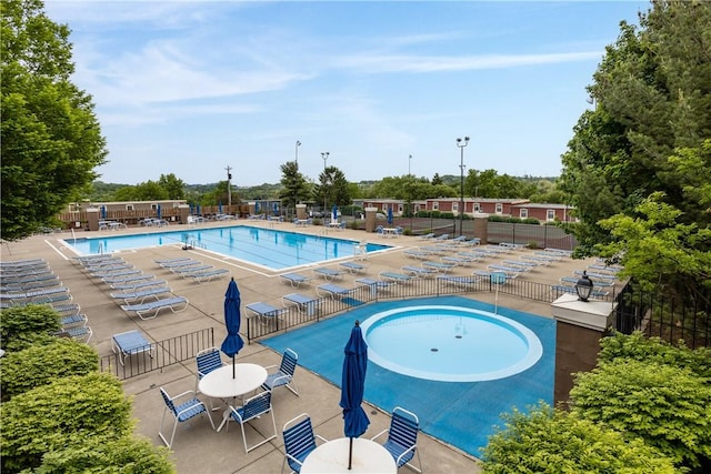 view of pool featuring a patio area