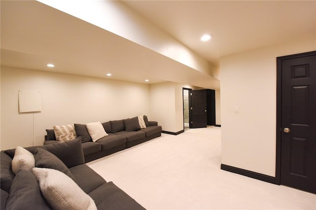 living room featuring light colored carpet