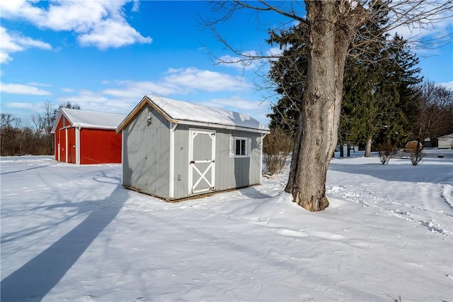 view of snow covered structure