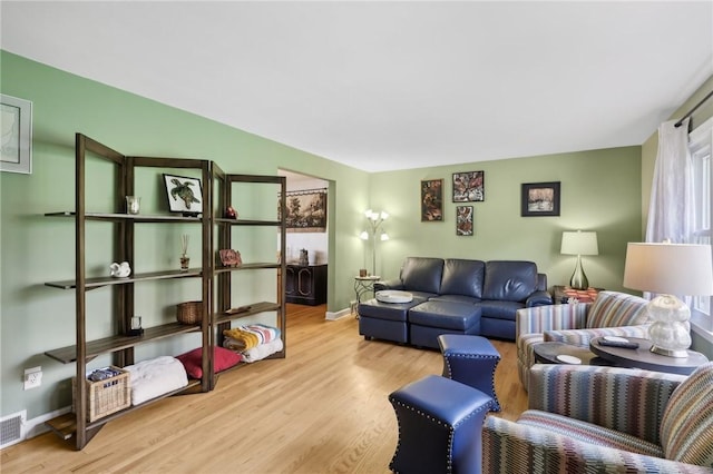 living room featuring light hardwood / wood-style flooring