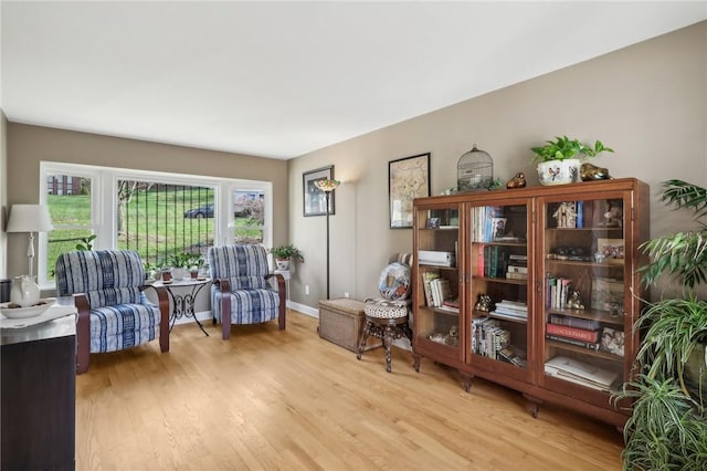 living area with light wood-type flooring