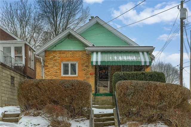 view of snow covered property